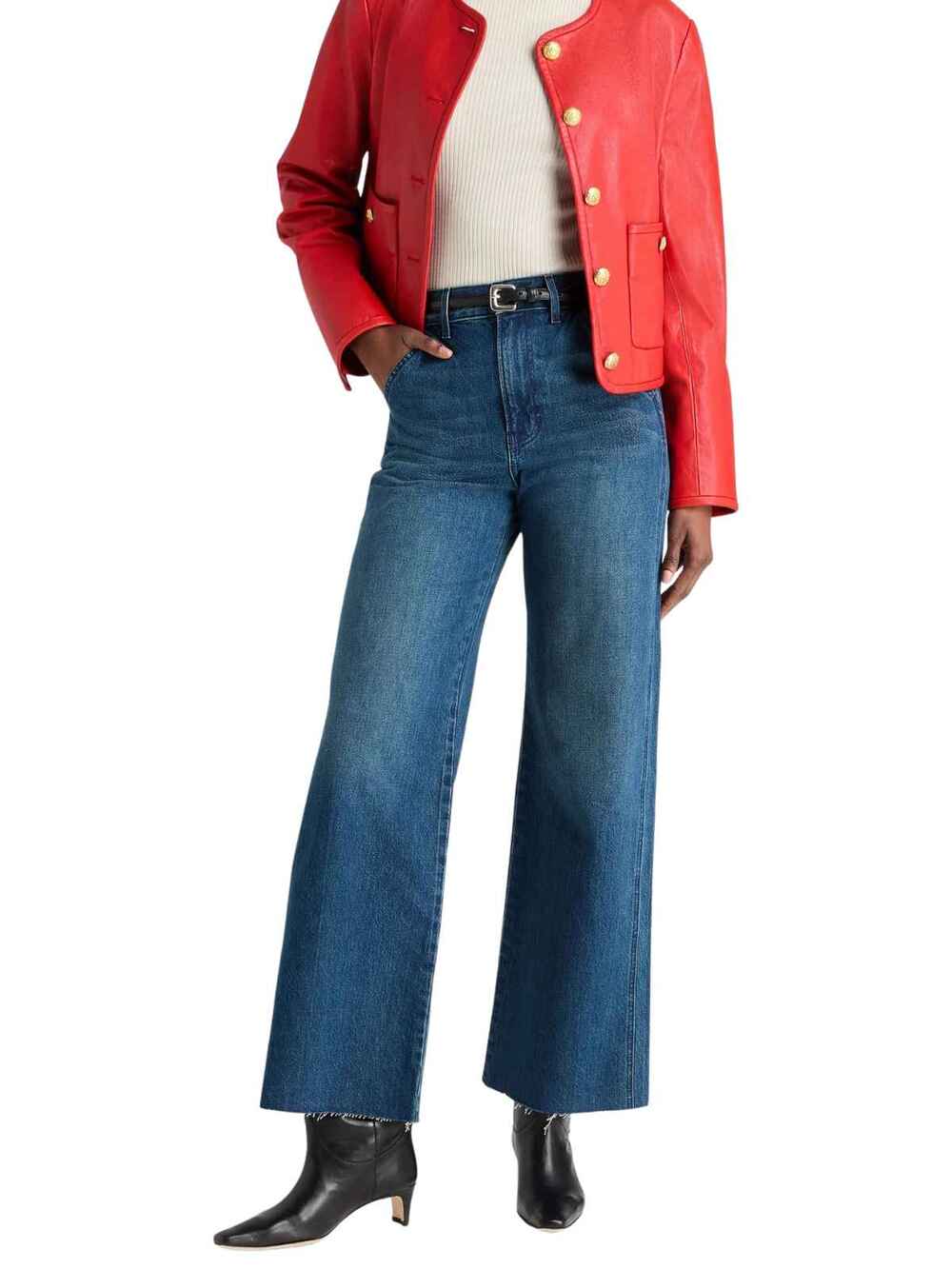 Veronica Beard Taylor Relaxed High Rise Wide Leg Jeans Northern Lights Women 27